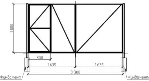 Своими руками: как сделать металлические распашные ворота с калиткой 02