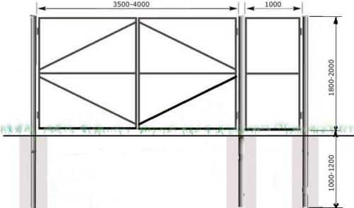 Своими руками: как сделать металлические распашные ворота с калиткой 04