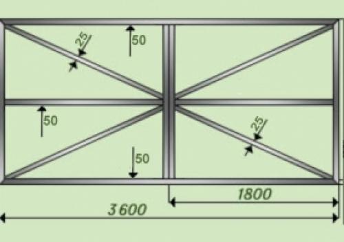 Ворота из профнастила своими руками. 2 этап – Чертеж ворот из профнастила 01 Ворота из профнастила своими руками. 2 этап – Чертеж ворот из профнастила 01