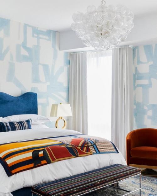 Обои в спальню комбинированные. Как можно поклеить? 06