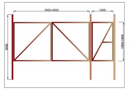 Чертеж ворот с калиткой из профнастила. Ворота с калиткой своими руками — чертежи конструкции из профнастила, дерева и камня в частном доме + фото идеи