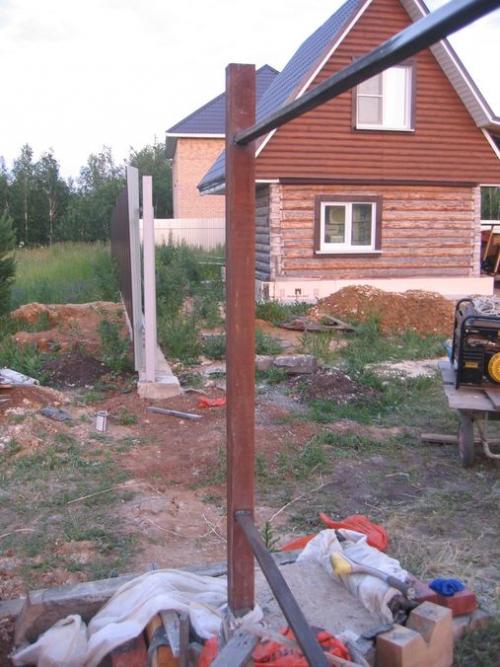 Ворота из профнастила своими руками. Ворота из профлиста своими руками. Чертежи, схемы, инструкция