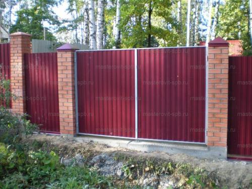 Какие функции выполняют распашные ворота из профнастила. Распашные ворота