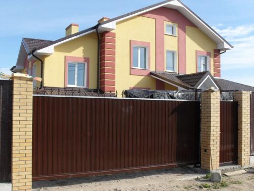 Фото ворот с калиткой из профнастила. Ворота из профнастила — 135 фото, как установить своими руками разные типы ворот