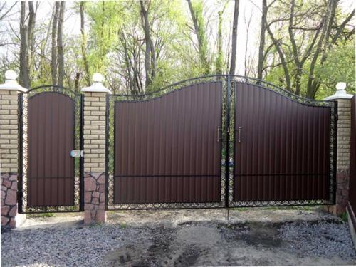 Фото ворот с калиткой из профнастила. Ворота из профнастила — 135 фото, как установить своими руками разные типы ворот